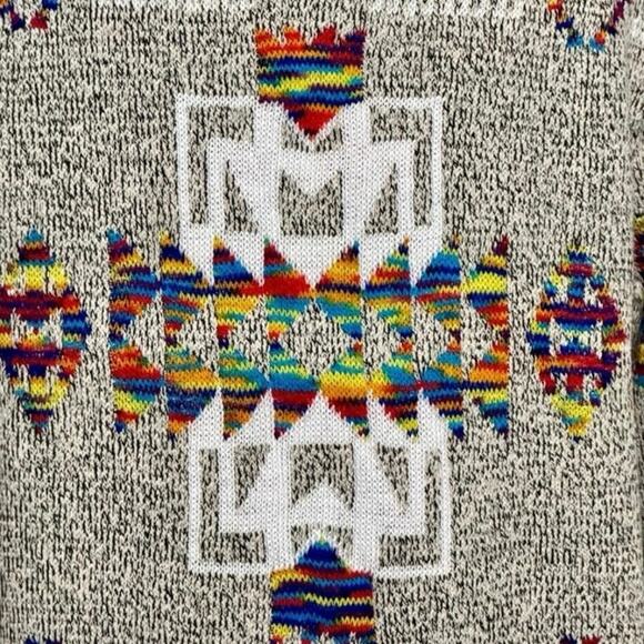 ON BLUE Aztec Long Knit Cardigan Sweater 2x Duster Boho Western Tribal Hippie - Picture 9 of 13
